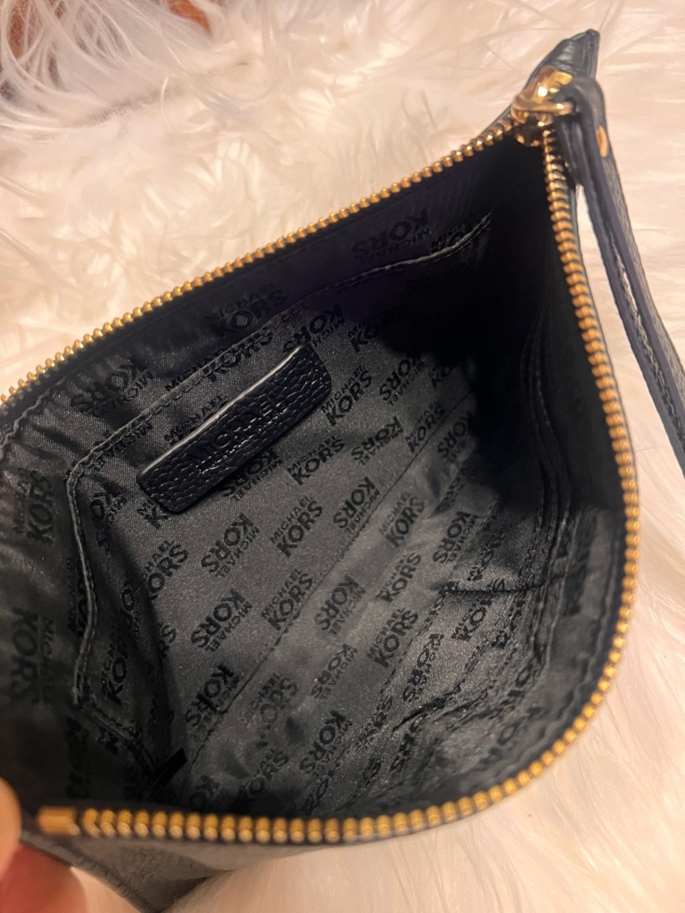 Michael Kors Black Leather Wristlet with Gold Zipper - Picture 5 of 13